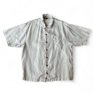 |Tommy Bahama| Silk Collard Button Up in Beige Men’s Size Medium